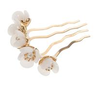 Healeved Chinese Hair Stick Petal Hairpin White Beaded Traditional Hanfu Hair Chopsticks for Women Vintage Floral Suitable for Cultural Events