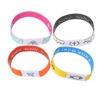 Healeved Christian Inspirational Elastic 4pcs Cloth Bible with Nfc Bracelet Material Secure Fit, Vibrant Stylish Wristband Religious Spiritual and Daily Devotional and Confirmation