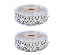 Healeved Christmas 10m Ribbon Snowflake 2pcs Decorative Polyester Silver Roll Decoration, Wrapping for Crafts, Stage and Costume