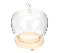Healeved Christmas Eve Apples Glass Dome with LED Light Base, Delicate Glass Cloche Display Case for Dust Protection and Holiday Decoration