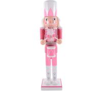 Healeved Christmas Pink Wooden Nutcracker Soldier Ornament 38Cm Tabletop Xmas Nutcracker Figure Festive Home Decoration