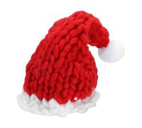 Healeved Christmas Warm Hat Crochet Knit Santa Pompom Cap Red Adult Winter Xmas Holiday Hat for Family Festive Party Classic Thick Knitted Christmas Costume Accessory