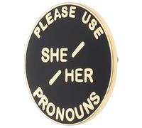Healeved Circular Alloy Pronoun Brooch Pin with Lightweight Comfort and Versatile Pairing, Stylish Design for Fashion Setting and Workplace Use