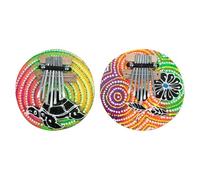 Healeved Coconut Shell Kalimba Thumb Piano 7-Tone Mini Finger Piano Portable Music for Beginners with Painted Design, Suitable for Music Learning and Travel Use Random Color Random Color