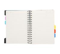 Healeved College Ruled Spiral Notebook A5 Size with Labeled Tabs, Black Pp Divider Pages Sleek Modern Design Versatile Use for Meeting Minutes and Note Taking for Work and School