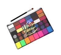 Healeved Color Water-based Face Body Paint Set with Brush Safe Non-toxic Festival Makeup Greasepaint Pigment Kit for DIY Face Painting Sports Events