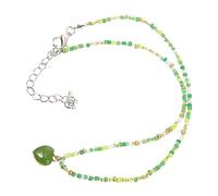 Healeved Colorful Beaded Heart Pendant Necklace for Women Lightweight Summer Jewelry for Delicate Neck Accessory for Parties and Everyday Wear Random Color