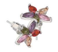 Healeved Colorful Floral Ear Studs for Women Minimalist Zircon Inlaid Tiny Earrings Sweet Jewelry for Students and Young Versatile Daily and Special Occasion Accessories