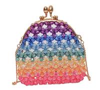 Healeved Colorful Hollowed Out Pearl Bag for Women Handcrafted Acrylic Beaded Crossbody Handbag with Durable Thread Multicoloured Beaded Shoulder Bag for Eye Catching Style
