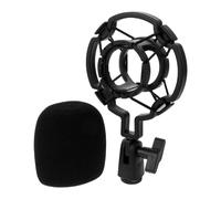 Healeved Condenser Shock Mount Microphone Holder Mount Black Plastic with Medium Black Foam Ball Minimizes Plosive Sounds Reduces Vibration for Home Studio Broadcast Environments