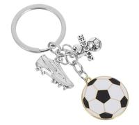 Healeved Creative 5 Pcs Zinc Alloy Football Keychain Set Smooth and Delicate Surface Stylish Sporty Design White Sports Keyring for Boys School Carnival Reward
