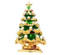 Healeved Creative Christmas Tree Jewelry Box Enamel Ornament Xmas Tree Shaped Trinket Organizer for Rings Earrings Small Gift Storage and Festive Decoration