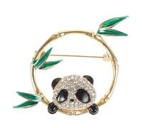 Healeved Cute Panda Brooch Pin Bamboo Design Cartoon Aesthetic Badge for Outfits and Backpacks Lovely Animal Accessory for Casual Wear