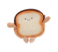 Healeved Cute Toast Shape Mini Coin Pouch Zipper Wallet with Hanging Chain Creative Earphone Bag and Cable Organizer for Small Purse for Students and Young Adults