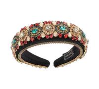 Healeved Decorative Rhinestone Hairband Wide Colorful Festival Headband Women’s Baroque Style Headdress Party Hair Accessory