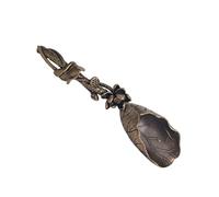 Healeved Decorative Tea Spoon Lotus Shape Retro Chinese Style Brass Teaspoon Scoop Desktop Adornment Kitchen Utensil for Tearoom