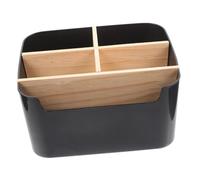 Healeved Detachable Bamboo Makeup Organizer Box Desktop Cosmetics Storage Case Black Square for Lipstick Skincare Pens Jewelry Holder for Office Students Teachers