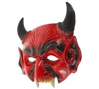 Healeved Devil Horn Halloween Mask for Men Pu Leather Scary Mask with Unique Eye-catching Design, Comfortable Fit that Does Not Affect Breathing, for Halloween Themed Events