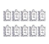 Healeved DIY Pendant Charms with Antique Style and Unique Design Book Shaped Alloy Silver 10pcs for Bracelet Making for Crafting DIY Accessories