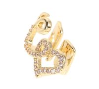 Healeved Double Heart Copper Rhinestone Tooth Grill for Women Men Comfortable Costume Jewelry Party Wear Easy Application Radiant Sparkle Snug Fit Teeth Accessory