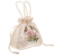 Healeved Drawstring Purse with Handle Small Embroidered Silk Handbag Delicate Style Women S Clutch Bag for Party Dating