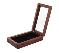 Healeved Dual Slots Coin Display Holder Wood Case Black Walnut Stylish Secure Archiving Presentation Box for Medal Collection Display Case for Medals in Living Rooms and Offices