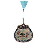 Healeved Dunhuang Style Metal Coil Incense Burner Fan-Shaped Censer Dish with Tassel Indoor Aromatherapy Holder for Home Office Hotel Fragrance Decor