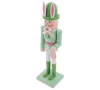 Healeved Easter for Wooden, Bunny Figurine Easter Bunny Hand Carved Nutcracker Decor Classic Joyful Spring Style Decoration 30cm Sculpture Spring Festival, Table Room Desktop
