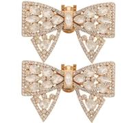 Healeved Elegant Golden Rhinestone Wedding Bridal Shoe Clips, 1 Pair Metal Bow Shoe Decor with Sparkling Design, for Special Occasions to Unleash Creativity and Mix and Match