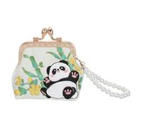 Healeved Elegant Hand-Embroidered Panda Coin Purse with Double Clasp Closure, Brocade and Polyester Material, for Evening Events and Daily Errands