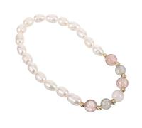 Healeved Elegant Pearl Beaded Bracelet for Women Comfortable Wrist Jewelry with Natural Freshwater Pearls and Strawberry Crystal Lightweight Accessory for Daily Wear and Special Occasions
