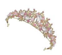 Healeved Elegant Pink Crystal Bride Crown Handcrafted Wedding Headdress and Fashion Headwear for Women Hair Ornament for Parties and Special Events Stunning Accessory for Wedding Dress
