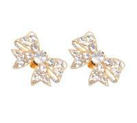 Healeved Elegant Rhinestone Bow Shoe Clips for Women in Golden Alloy Material, Removable and No Tools Installation, Accessories for Wedding and Formal High Heels or Flats