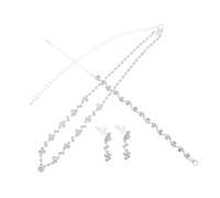 Healeved Elegant Rhinestone Women Jewellery Necklace Bracelet Earrings Trio for Evening Weddings Proms and Formal Parties Minimalist Design Versatile Accessories for Stylish Occasions