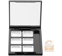 Healeved Empty Eyeshadow Palette with Brush Slot, 6-Compartment Refillable Makeup Case with Aluminum Tray and Pressing Stamp, Travel-Compatible Cosmetics Organizer for Lipstick and Blush