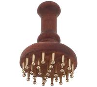 Healeved Ergonomic Brass Head Massage Comb with Wooden Handle for Body and Scalp, 29 Teeth Meridian Pressure Massage Brush for Targeted Stimulation and Quick Heat Transfer, for Home