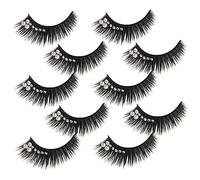 Healeved Exaggerated Stage Eyelashes with Gems 5 Pairs Long Fake Eyelashes for Latin Dance Performance Sparkling False Lash Extensions for Cosplay and Special Events