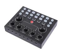 Healeved External Sound Card Compatible with Mobile Phones and Tablets with Colorful Lighting and 800 Ma Capacity Portable Dj Mixer Sound Board for Live Streaming and Recording