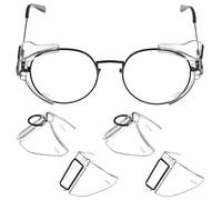 Healeved Eyeglasses Safety Side Shields 2 Pairs Slip-On Side Guards with Sturdy Polycarbonate for Universal Fit in Protective Settings