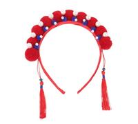 Healeved Fairy Accessories Women Chinese Accessory Headband for Women for Girls Peking Opera Flowers Head Horse Tassel Furry Ball Pearl Decor