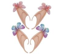Healeved Fairy Ears Cosplay Accessories - 2 Pairs Butterfly Elf Ears Soft Latex for Women Party Dressing Halloween Fancy Dress Reusable Comfortable Fit