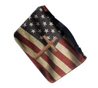 Healeved Faux Leather Bible Cover with Elegant American Flag Design, Zippered Book Protector for Study Groups and Church Events, Large Capacity Bible Holder Bag Organizer, Retro Style Book
