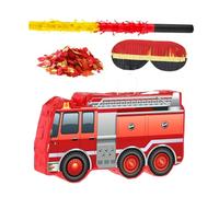 Healeved Fire Truck Piñata for Boys Birthday Party with Blindfold, Bat and Confetti - Firefighter Themed Party Supplies and Fire Engine Decoration for ’S Celebration