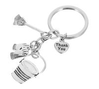 Healeved First Car Keyring with Housekeeping Thank You Keychain Featuring Bucket Charm Pendant and Work Gloves Charm Lightweight Alloy Design for Housekeeping W ppreciation