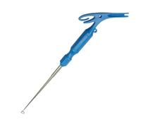Healeved Fishing Hook Extractor and Remover Tool with Red and Blue Handles 2pcs 3-in-1 Stainless Steel Fish Hook Lifter and Tying Tool for Sea and Carp Fishing Outdoors
