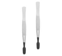 Healeved Flat Tip Tweezers with Rubber Coating for Gentle Handling and Precision Control Stainless Steel 2pcs for Stamp Collecting, Jewelry Making and Delicate Craft Supplies