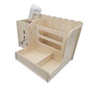 Healeved Floor Feeder Wooden Rack with Food Bowl for Small Animals, Multi-function Holder with Wear-resistant Material, Designed for Squirrel and Rabbit Feeding