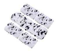 Healeved Fluffy Leopard Print Waterproof Headband and Wrist Bands Set 5 Pcs Face Washing Headband for Spa and Makeup White Base Leopard Pattern Soft and Absorbent for Skincare Routine