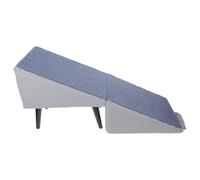 Healeved Foldable Dog Stairs Ottoman Ramp with Non-slip Suction Base, 2-in-1 Pet Bed Steps and Comfortable Footrest for Sofa and Travel, Cotton and Wood Material, Stylish Design for Modern