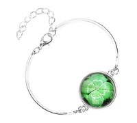 Healeved Four-leaf Clover Bracelet Fashionable and Versatile 2pcs Lightweight for Women Glass and Metal Wrist Chain Comfortable the Touch Accessories for Christmas or Birthday Gifts